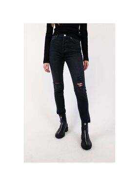 Agolde Nico Jeans Womens 27 High Rise Straight Distressed Button Fly Stretch